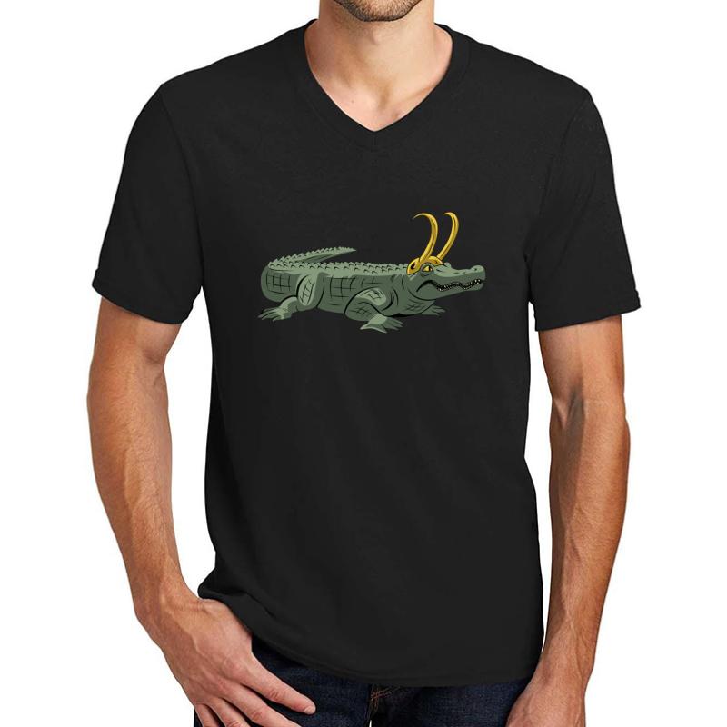 Alligator Loki Unisex V-Neck T-Shirt Men Black