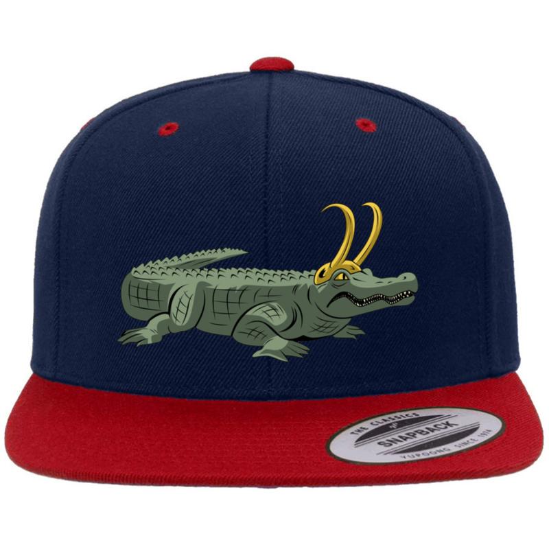 Alligator Loki Premium Flat Bill Snapback Cap  Navy