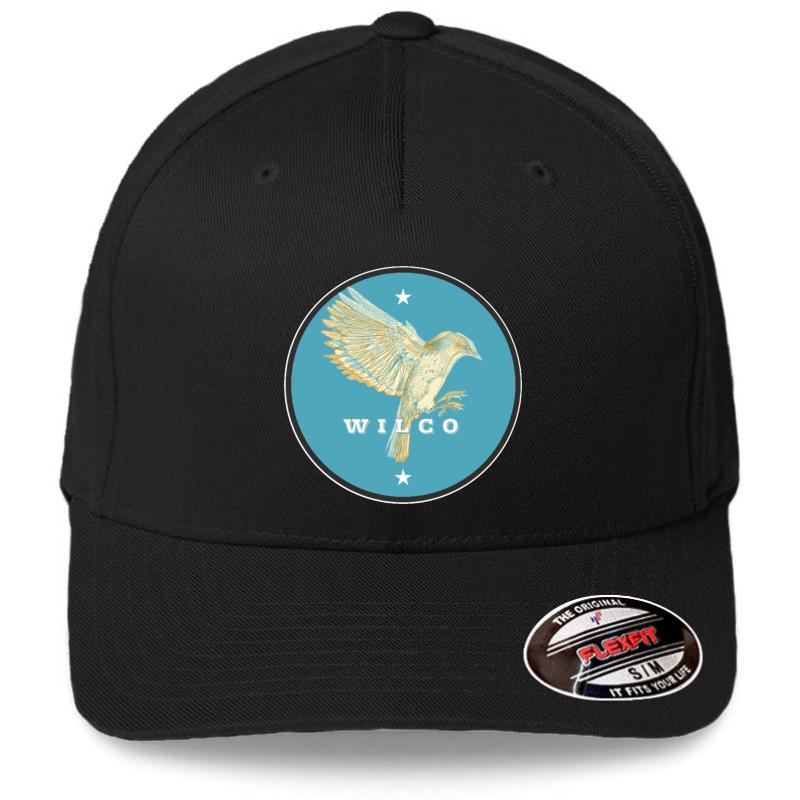 Wilco - Original Illustration 'Bird In Flight' Badge Graphic For The Legendary Alt Country Indie Rock Band. Flexfit Baseball Cap  Black