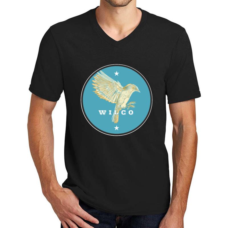 Wilco - Original Illustration 'Bird In Flight' Badge Graphic For The Legendary Alt Country Indie Rock Band. Unisex V-Neck T-Shirt Men Black