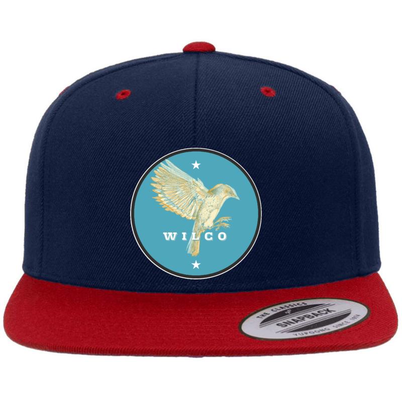 Wilco - Original Illustration 'Bird In Flight' Badge Graphic For The Legendary Alt Country Indie Rock Band. Premium Flat Bill Snapback Cap  Navy