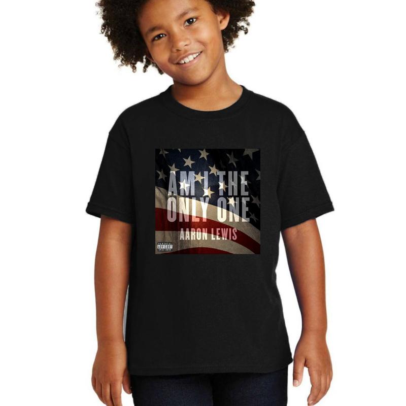 Am I The Only One Aaron Lewis Flag Usa Thank You For Your Service Youth T-Shirt Boy Black