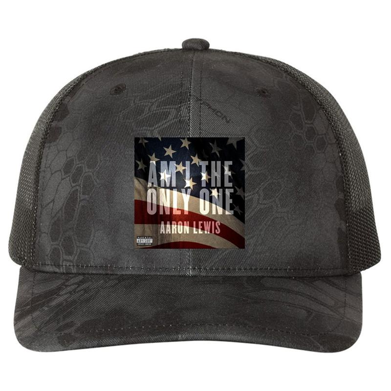 Am I The Only One Aaron Lewis Flag Usa Thank You For Your Service Richardson Premium Trucker Snapback Cap  Kryptek Typhon Black