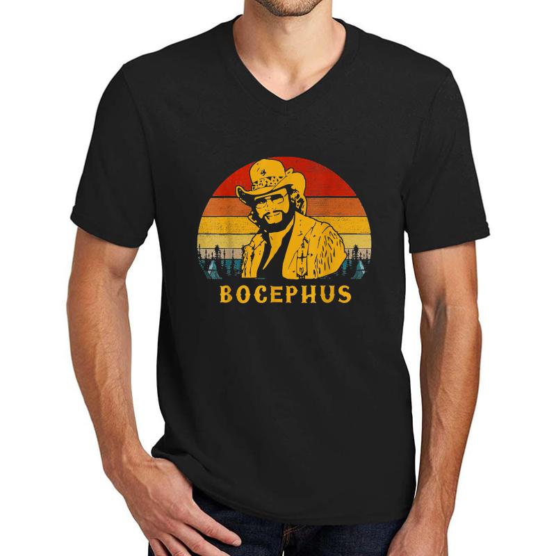 Vintage Bocephus Hank Jr Distressed Williams Funny Tee Unisex V-Neck T-Shirt Men Black