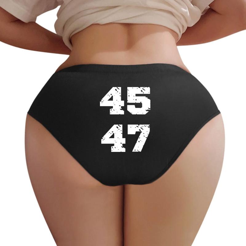 45 47 Trump 2024 Republican Political Anti Biden Grunge Style Women Underwear Panties Women Black