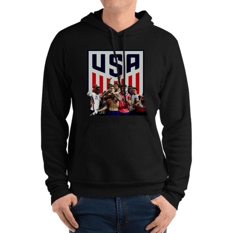 Usa Soccer Pulisic Celebration Unisex Hooded Sweatshirt Men Black