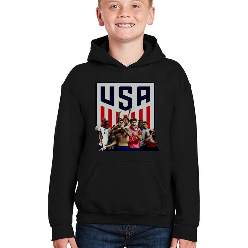 Usa Soccer Pulisic Celebration Youth Hooded Sweatshirt Boy Black