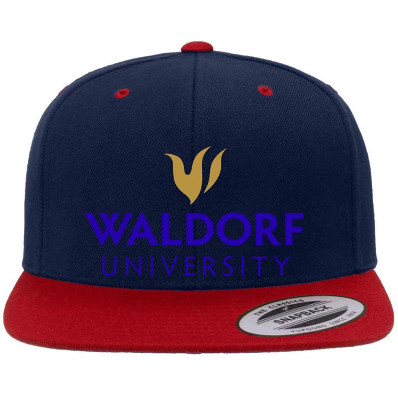 Waldorf College Premium Flat Bill Snapback Cap  Navy