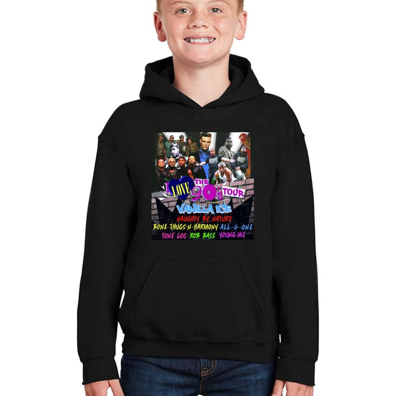 Vanilla Ice: I Love The '90S 2021 Summer Tour Youth Hooded Sweatshirt Boy Black