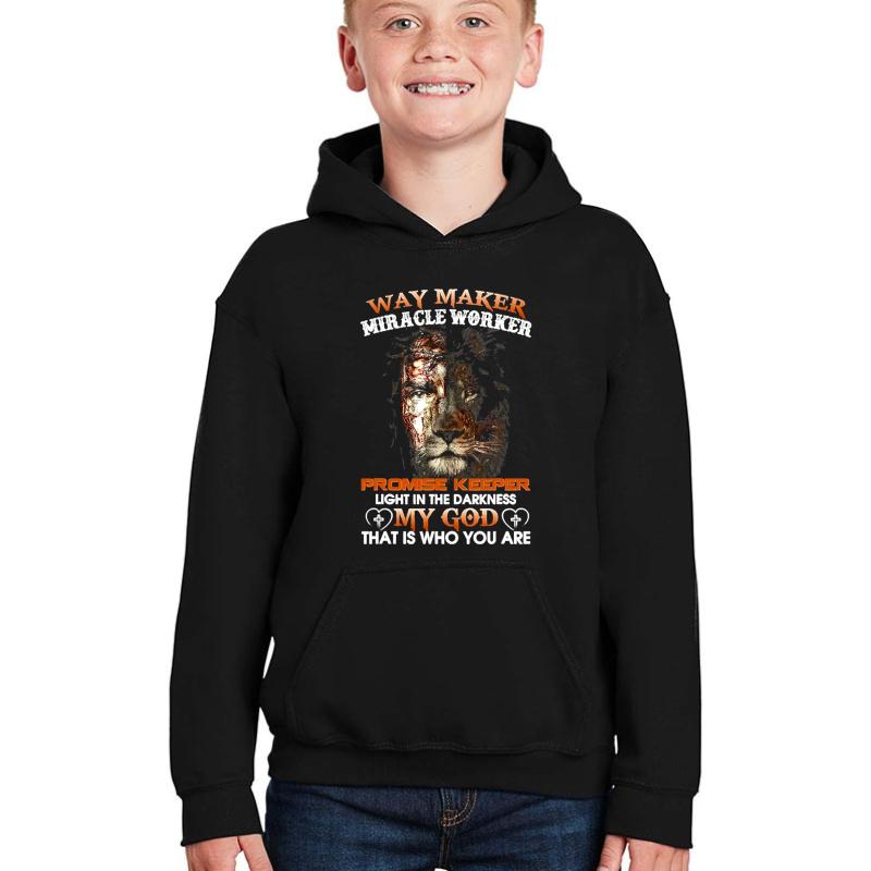 Way Maker Miracle Worker Promise Youth Hooded Sweatshirt Boy Black