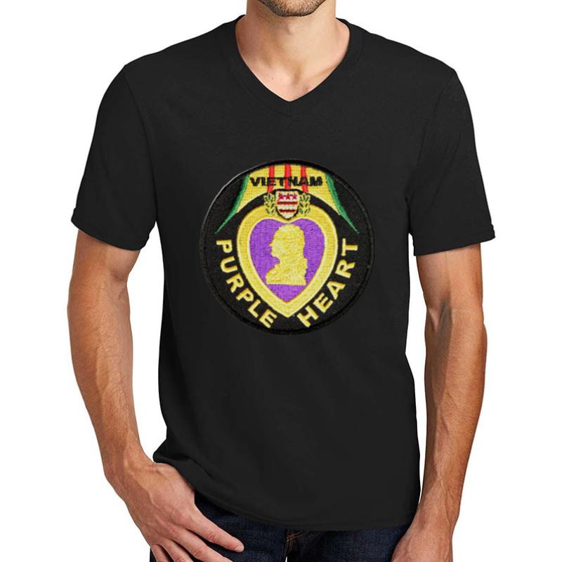 Vietnam Purple Heart Unisex V-Neck T-Shirt Men Black