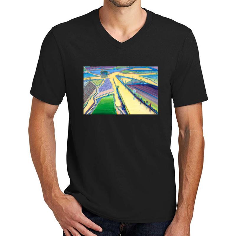 Wayne Thiebaud Delta Water  Unisex V-Neck T-Shirt Men Black