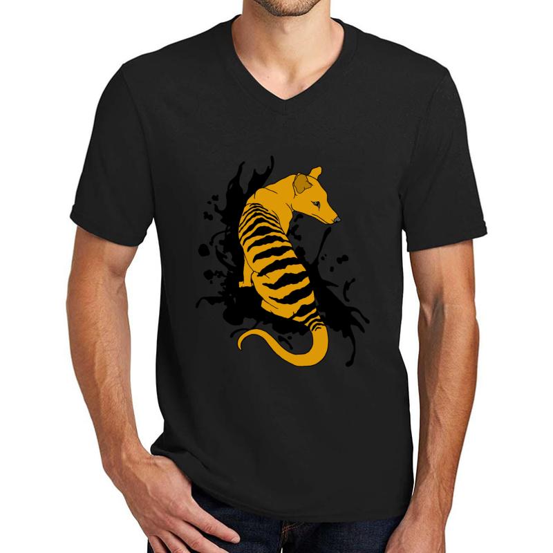 Thylacine Ink Unisex V-Neck T-Shirt Men Black