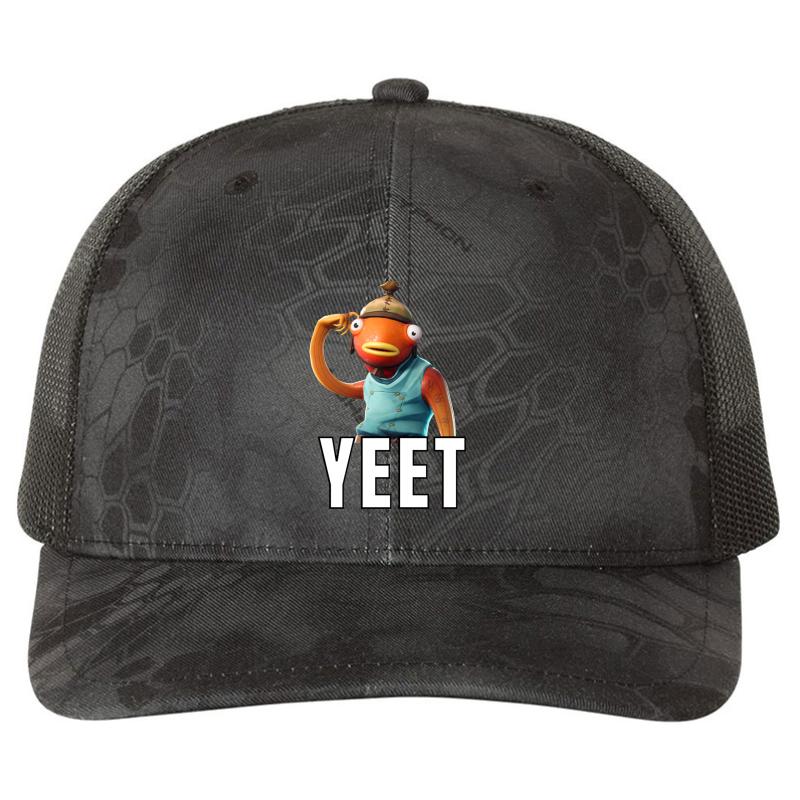 Yeet Fishstick Skin Richardson Premium Trucker Snapback Cap  Kryptek Typhon Black