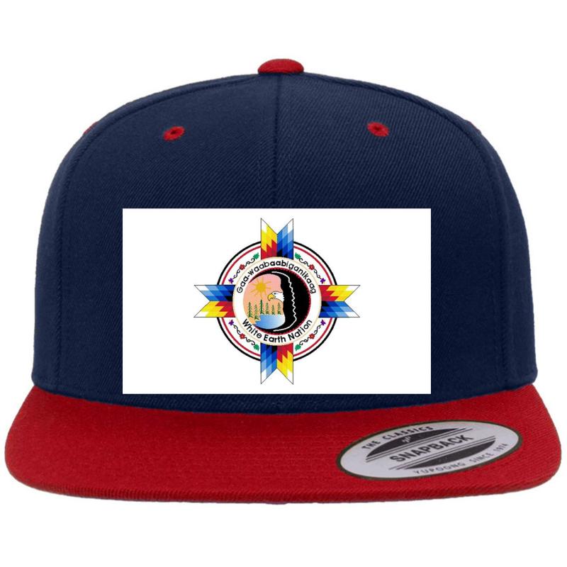 White Earth Band Of The Ojibwe Flag Premium Flat Bill Snapback Cap  Navy