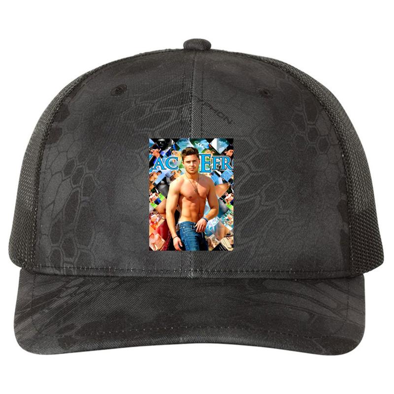 Zac Efron Richardson Premium Trucker Snapback Cap  Kryptek Typhon Black