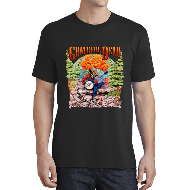 Vintage Grateful Dead Fall Tour 1994 Banjo Skeleton Mountain Concert Tour Unisex T-Shirt Men Black