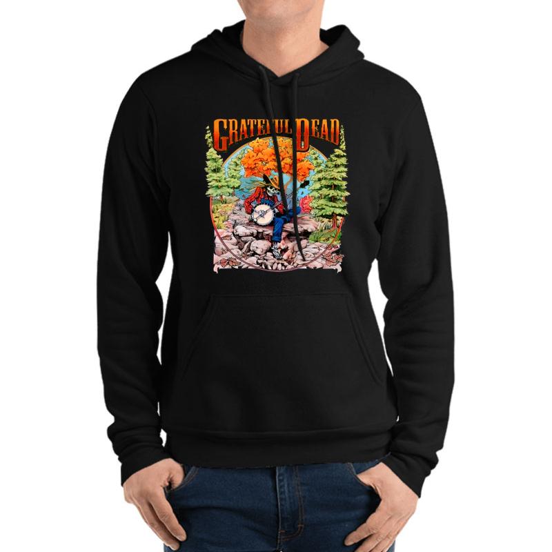 Vintage Grateful Dead Fall Tour 1994 Banjo Skeleton Mountain Concert Tour Unisex Hooded Sweatshirt Men Black