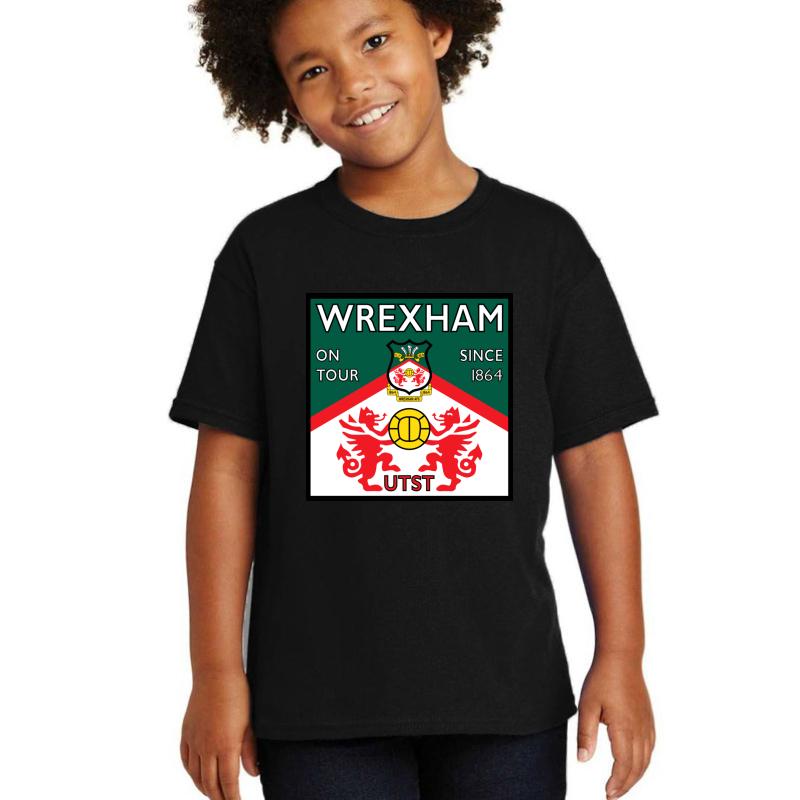 Wrexham Afc Square Design Youth T-Shirt Boy Black