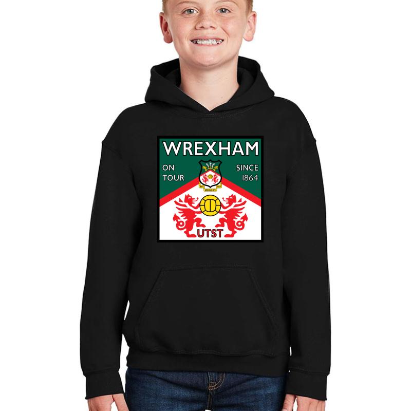 Wrexham Afc Square Design Youth Hooded Sweatshirt Boy Black