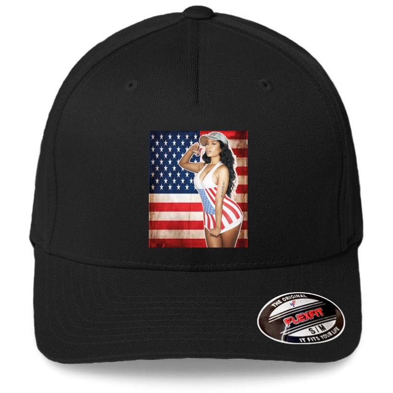 American Flag-Nicki Manaj Flag Fly Flexfit Baseball Cap  Black