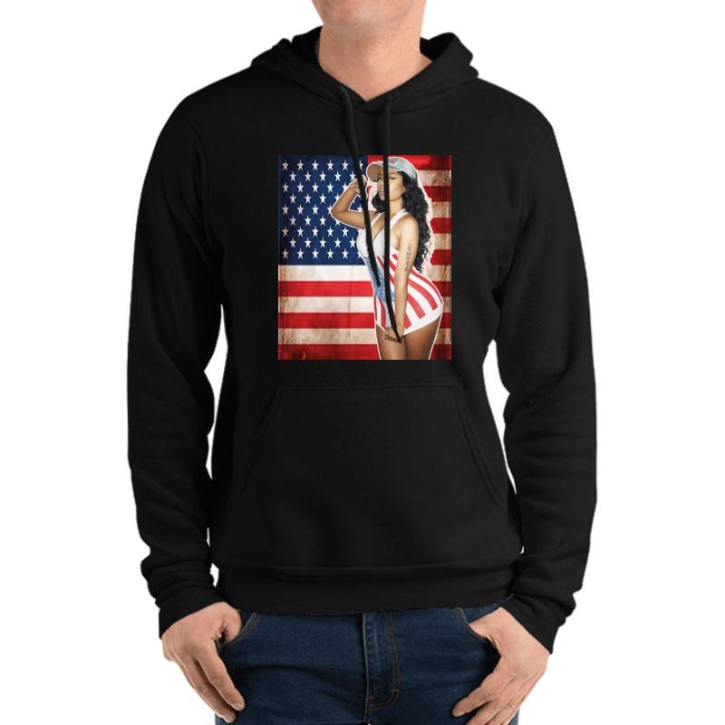 American Flag-Nicki Manaj Flag Fly Unisex Hooded Sweatshirt Men Black