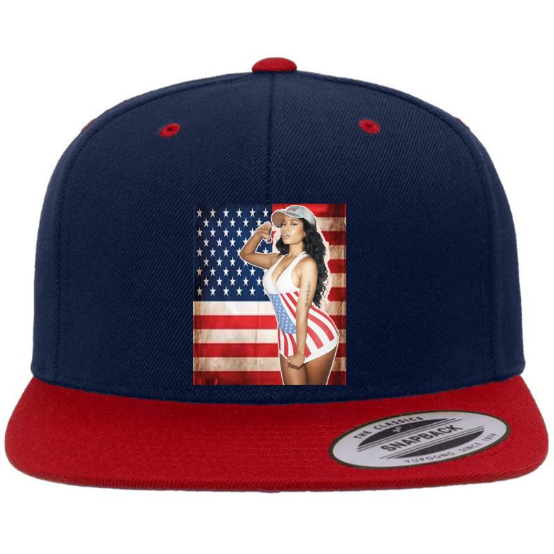 American Flag-Nicki Manaj Flag Fly Premium Flat Bill Snapback Cap  Navy