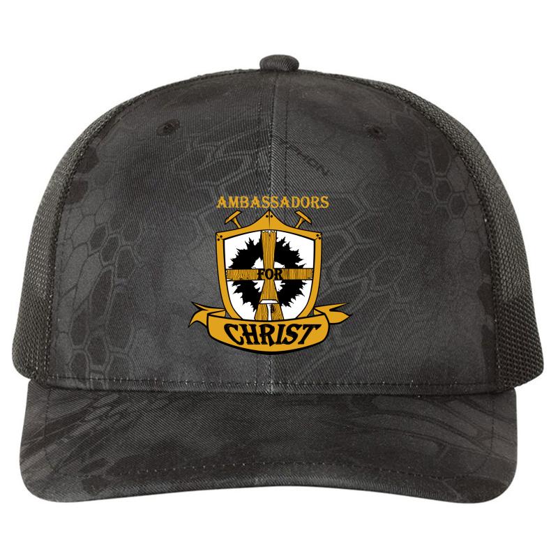 Ambassadors For Christ Logo Richardson Premium Trucker Snapback Cap  Kryptek Typhon Black