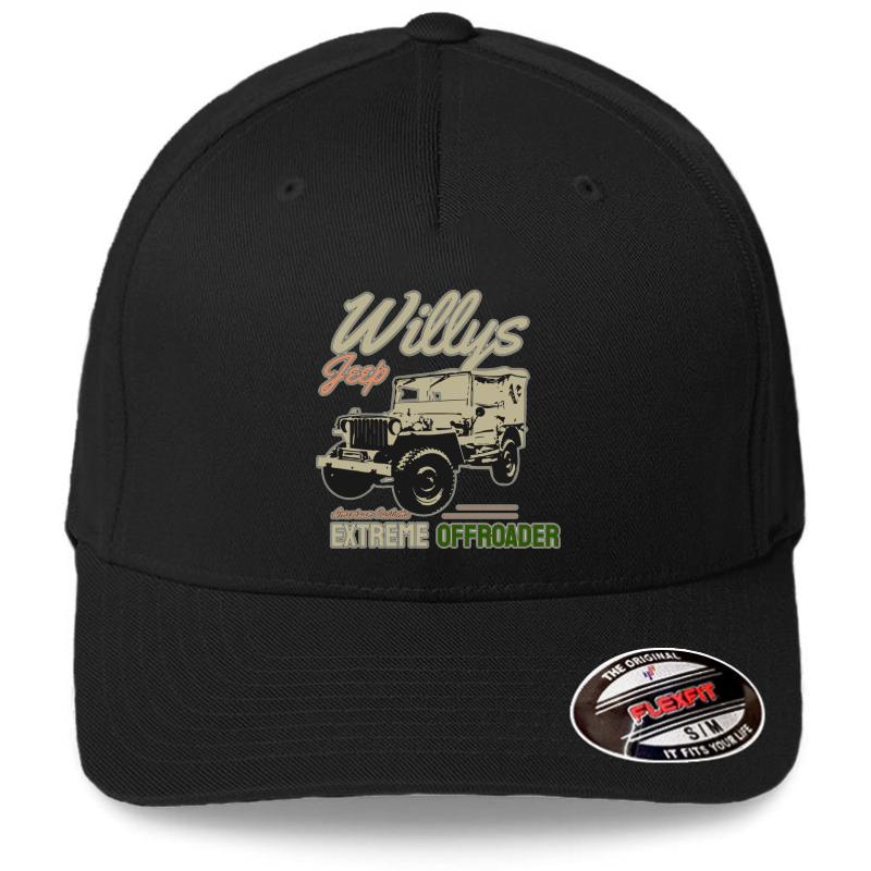 Vintage Willys Flexfit Baseball Cap  Black