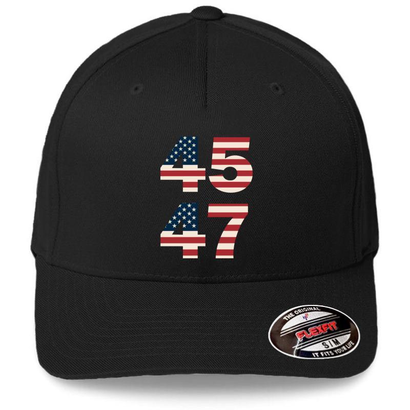 45 47 Trump 2024 Flexfit Baseball Cap  Black