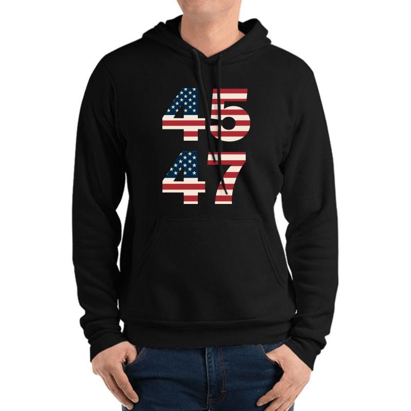 45 47 Trump 2024 Unisex Hooded Sweatshirt Men Black