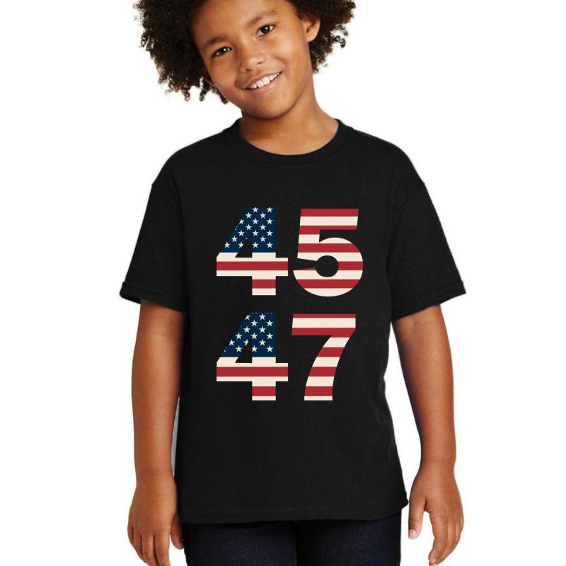 45 47 Trump 2024 Youth T-Shirt Boy Black