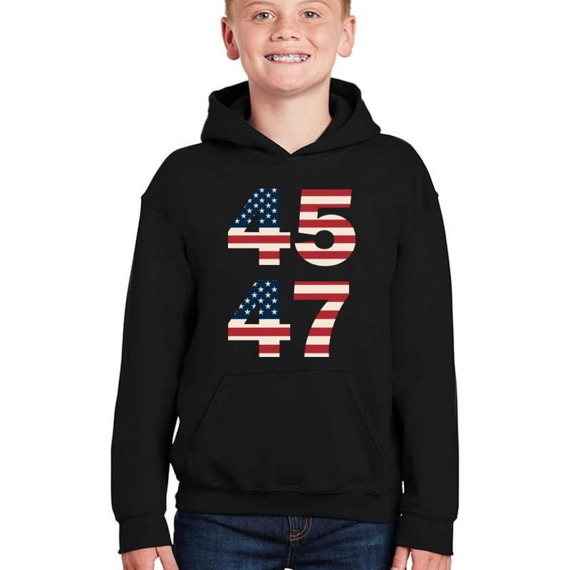 45 47 Trump 2024 Youth Hooded Sweatshirt Boy Black