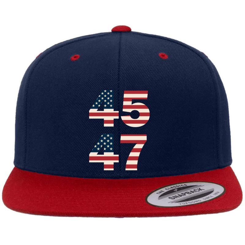 45 47 Trump 2024 Premium Flat Bill Snapback Cap  Navy