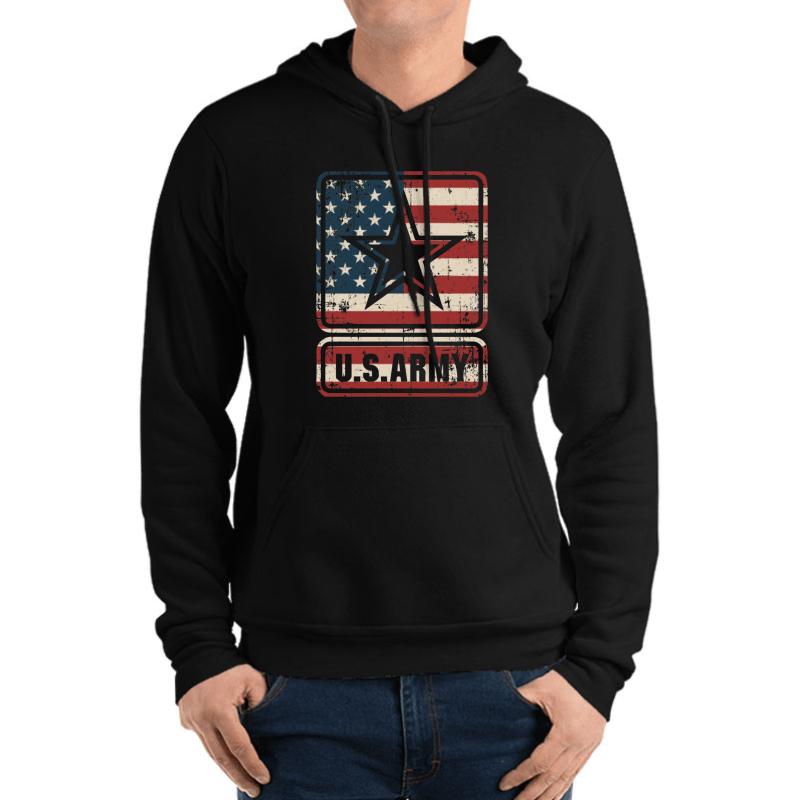 Us Army American Flag Unisex Hooded Sweatshirt Men Black