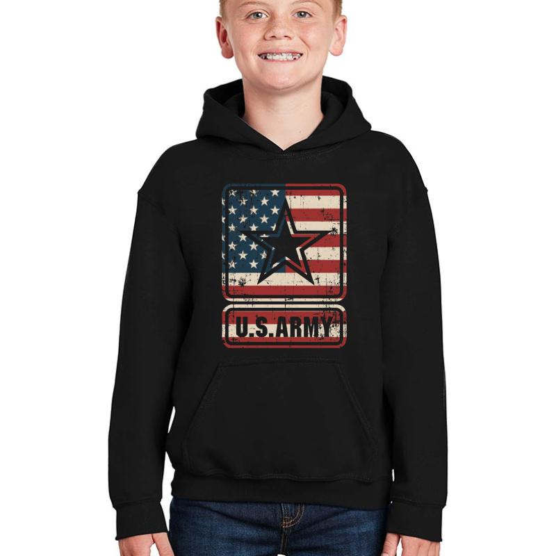 Us Army American Flag Youth Hooded Sweatshirt Boy Black