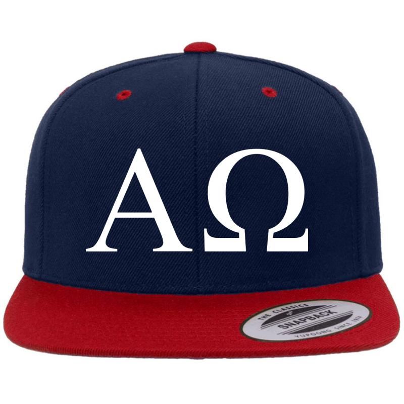 Alpha And Omega Premium Flat Bill Snapback Cap  Navy