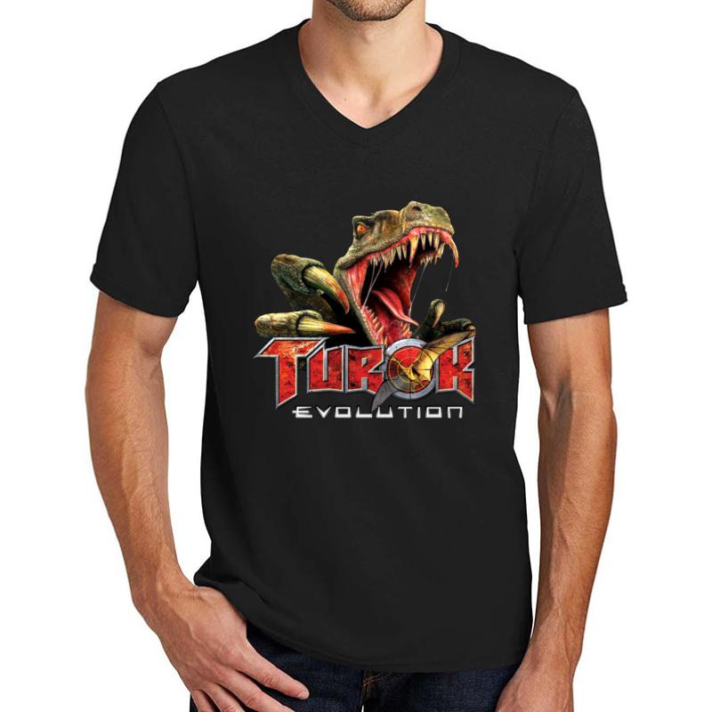 Turok Evolution Logo Unisex V-Neck T-Shirt Men Black