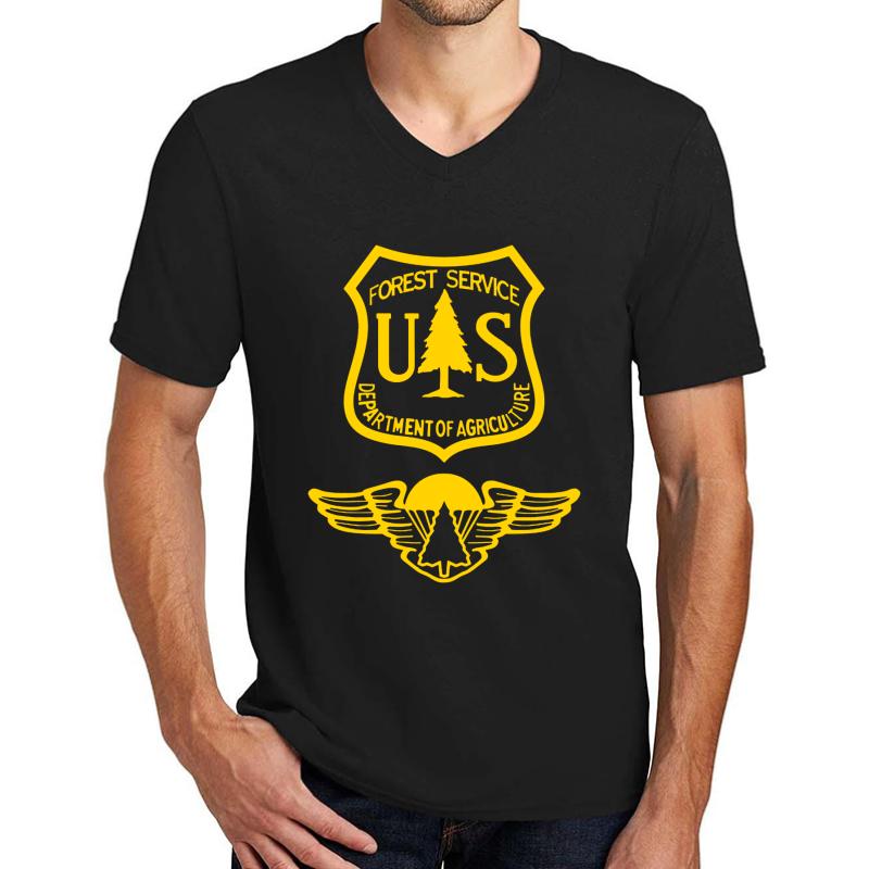 United States Forest Service Smoke Jumpers Unisex V-Neck T-Shirt Men Black