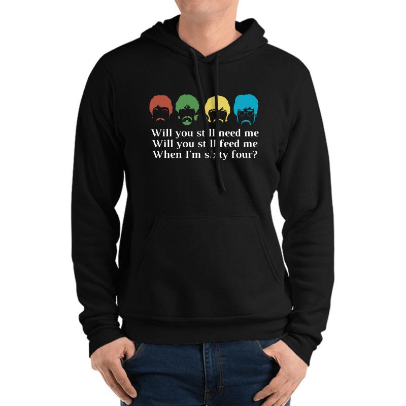 When I'm 64 Lyrics Beatles Unisex Hooded Sweatshirt Men Black