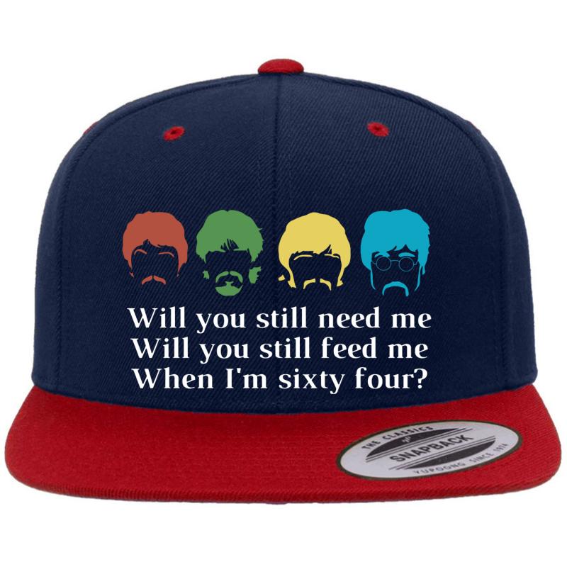 When I'm 64 Lyrics Beatles Premium Flat Bill Snapback Cap  Navy