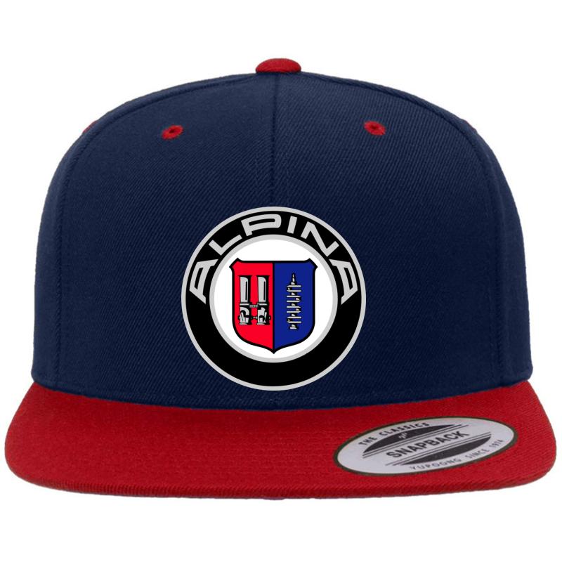 Alpina - Classic Car Logos Premium Flat Bill Snapback Cap  Navy