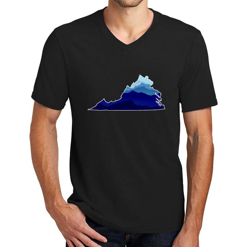 Virginia Mountains Unisex V-Neck T-Shirt Men Black