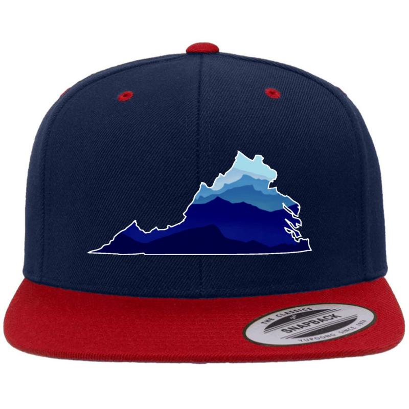 Virginia Mountains Premium Flat Bill Snapback Cap  Navy