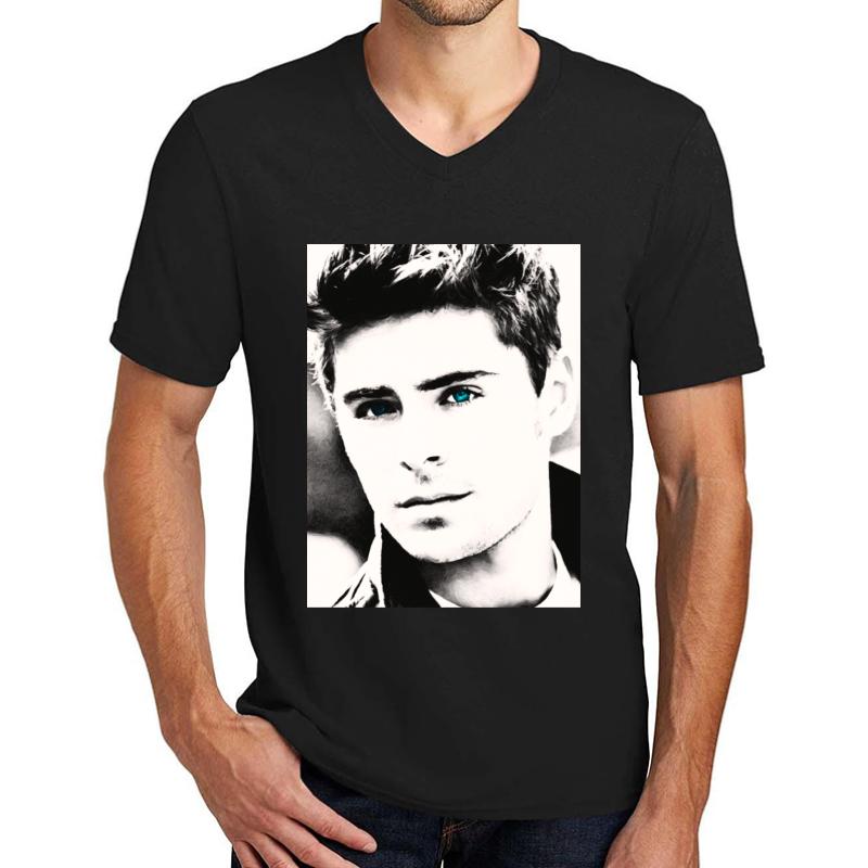 Zac Efron Unisex V-Neck T-Shirt Men Black