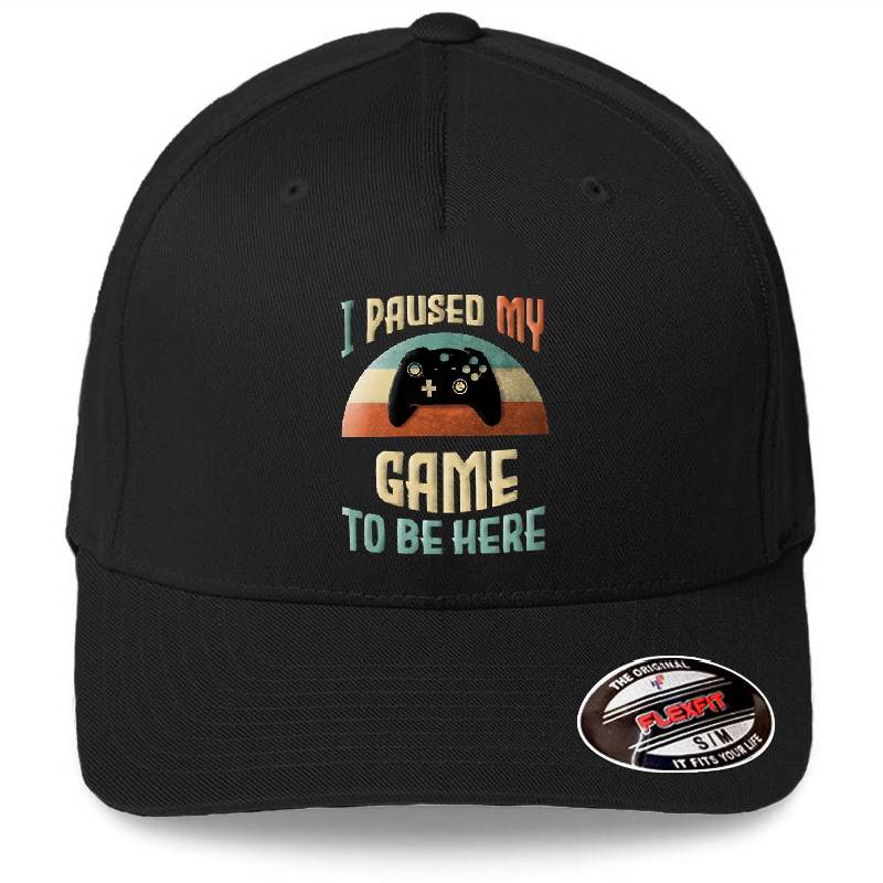 I Paused My Game To Be Here Vintage Gamer Premium Flat Bill Snapback Caps
