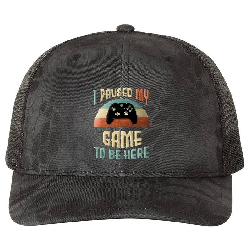 I Paused My Game To Be Here Vintage Gamer Premium Flat Bill Snapback Caps