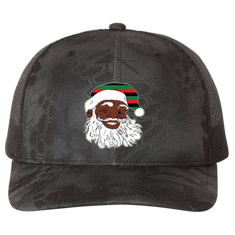 Winking Black Santa Claus Christmas XMAS Pan African Flag Hat Unisex Hooded Sweatshirts