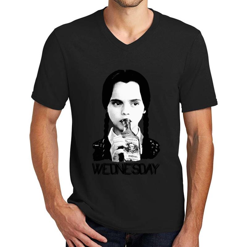 Wednesday Addams The Addams Family Unisex V-Neck T-Shirt Men Black