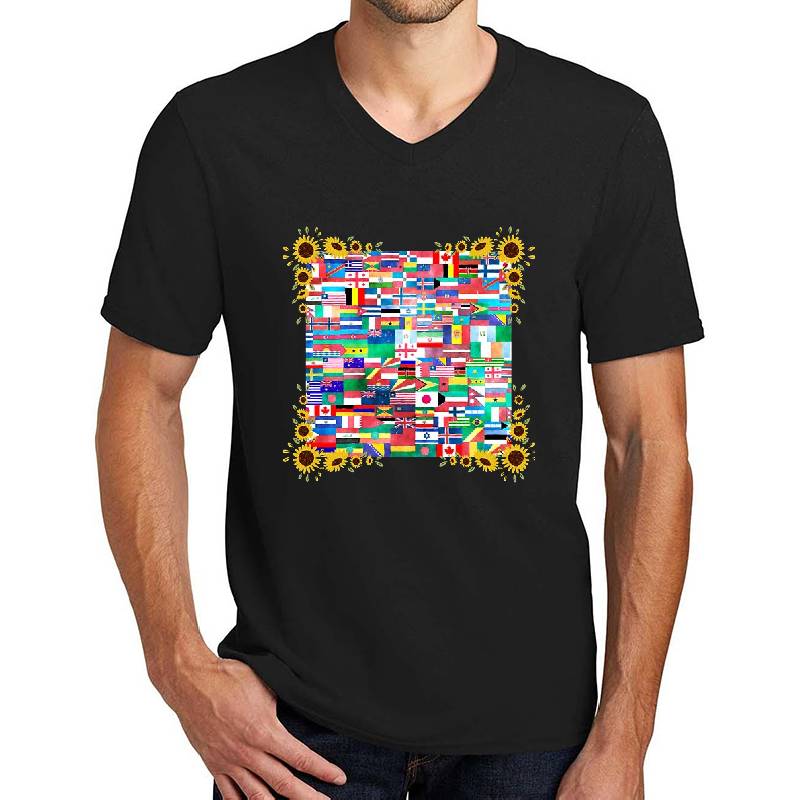 Hispanic Heritage Month Latino Countries Flags Sunflower - Circle Flower Unisex T-shirts